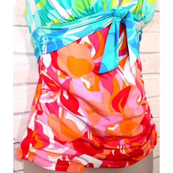 Bleu by Rod Beattie Women’s Tie-Front Halter Tankini Multi Size 6 NWT - Picture 7 of 8